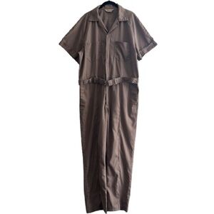 Vintage Walls Belted Short Sleeve Coveralls Jumpsuit Tan Brown Workwear Unisex